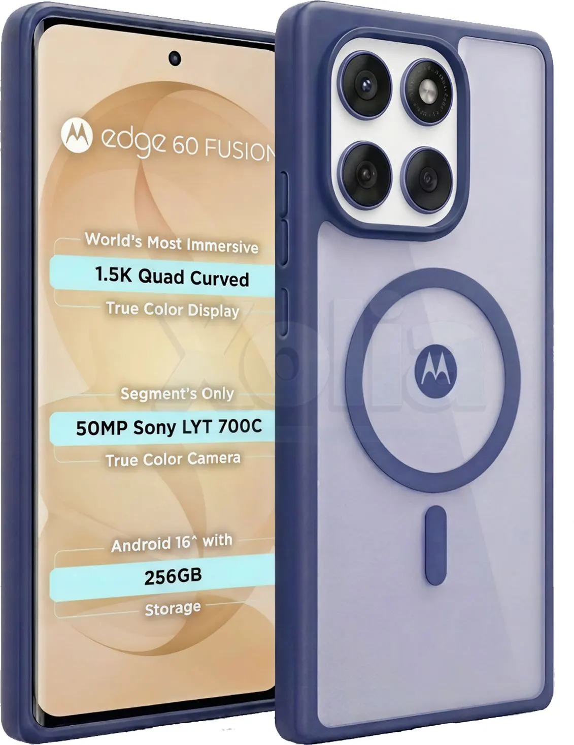 Xolia Back Cover for MOTOROLA Edge 60 Fusion 5G (Blue, Shock Proof, Polycarbonate, Silicon, Pack of: 1) — image 1 of 5