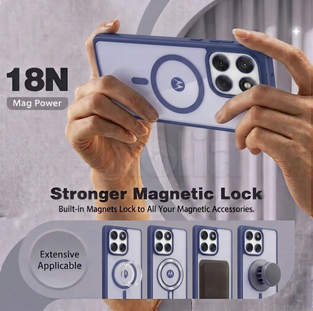Xolia Back Cover for MOTOROLA Edge 60 Fusion 5G (Blue, Shock Proof, Polycarbonate, Silicon, Pack of: 1) — image 4 of 5