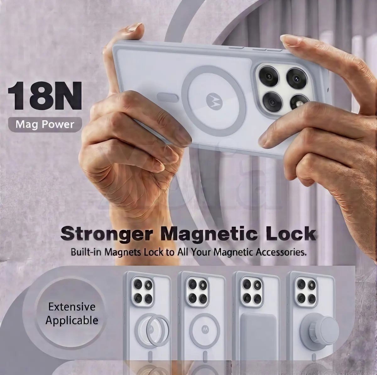 Xolia Back Cover for MOTOROLA Edge 60 Fusion 5G (Grey, Shock Proof, Polycarbonate, Silicon, Pack of: 1) — image 4 of 5