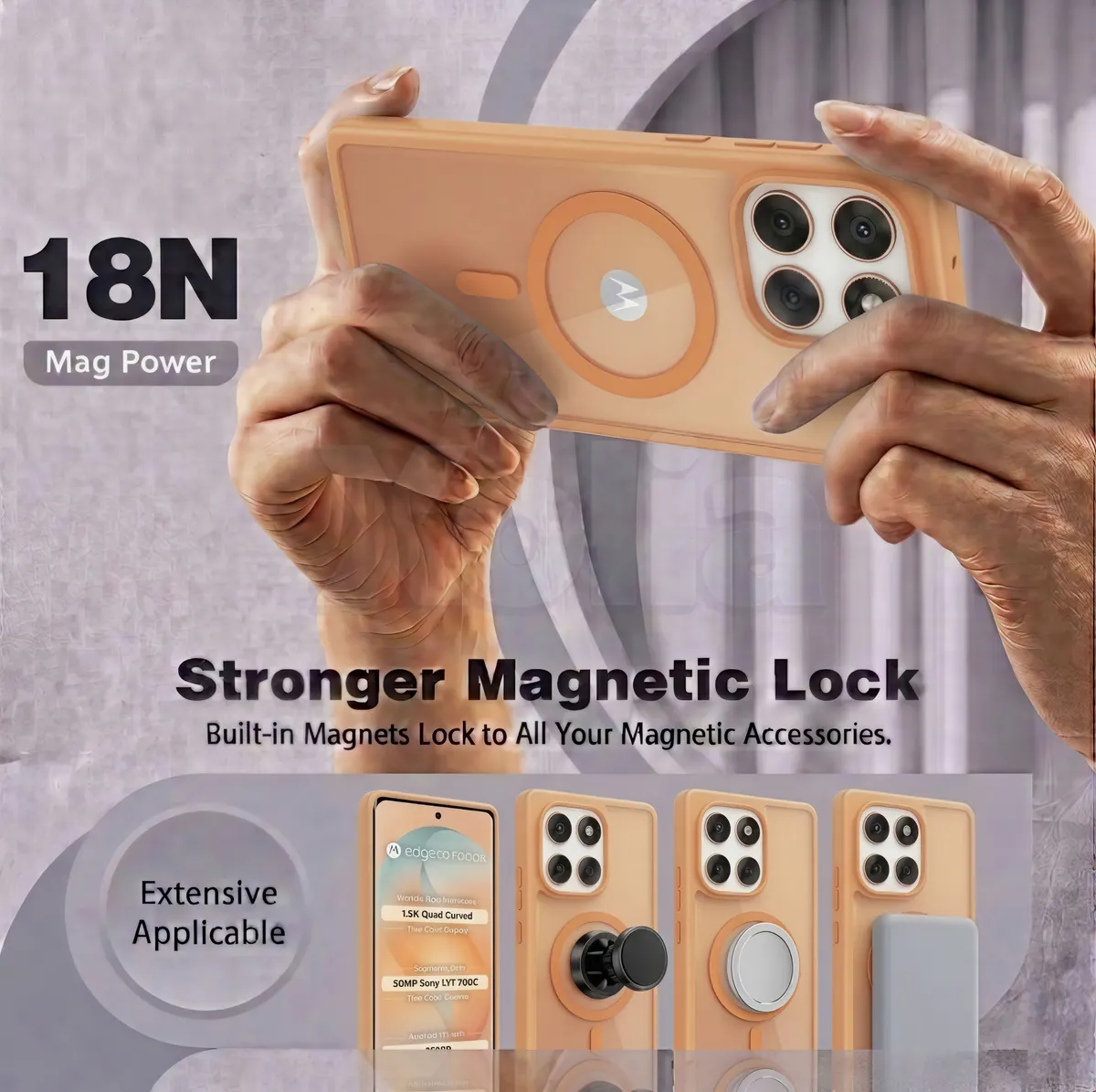 Xolia Back Cover for MOTOROLA Edge 60 Fusion 5G (Orange, Shock Proof, Polycarbonate, Silicon, Pack of: 1) — image 4 of 5