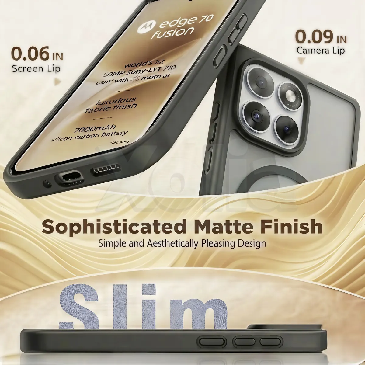 Xolia Back Cover for MOTOROLA Edge 70 Fusion 5G (Black, Shock Proof, Polycarbonate, Silicon, Pack of: 1) — image 3 of 5