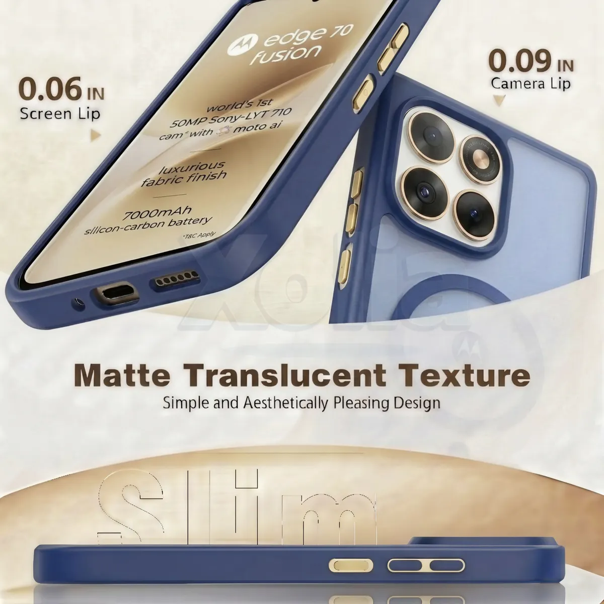 Xolia Back Cover for MOTOROLA Edge 70 Fusion 5G (Blue, Shock Proof, Polycarbonate, Silicon, Pack of: 1) — image 3 of 5