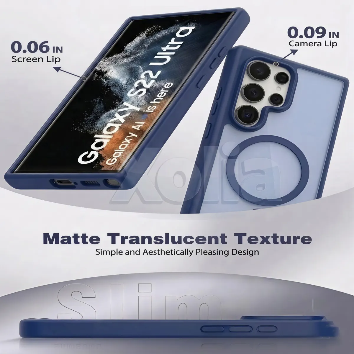Xolia Back Cover for Samsung Galaxy S22 Ultra (Blue, Shock Proof, Plastic, Silicon, Pack of: 1) — image 3 of 5