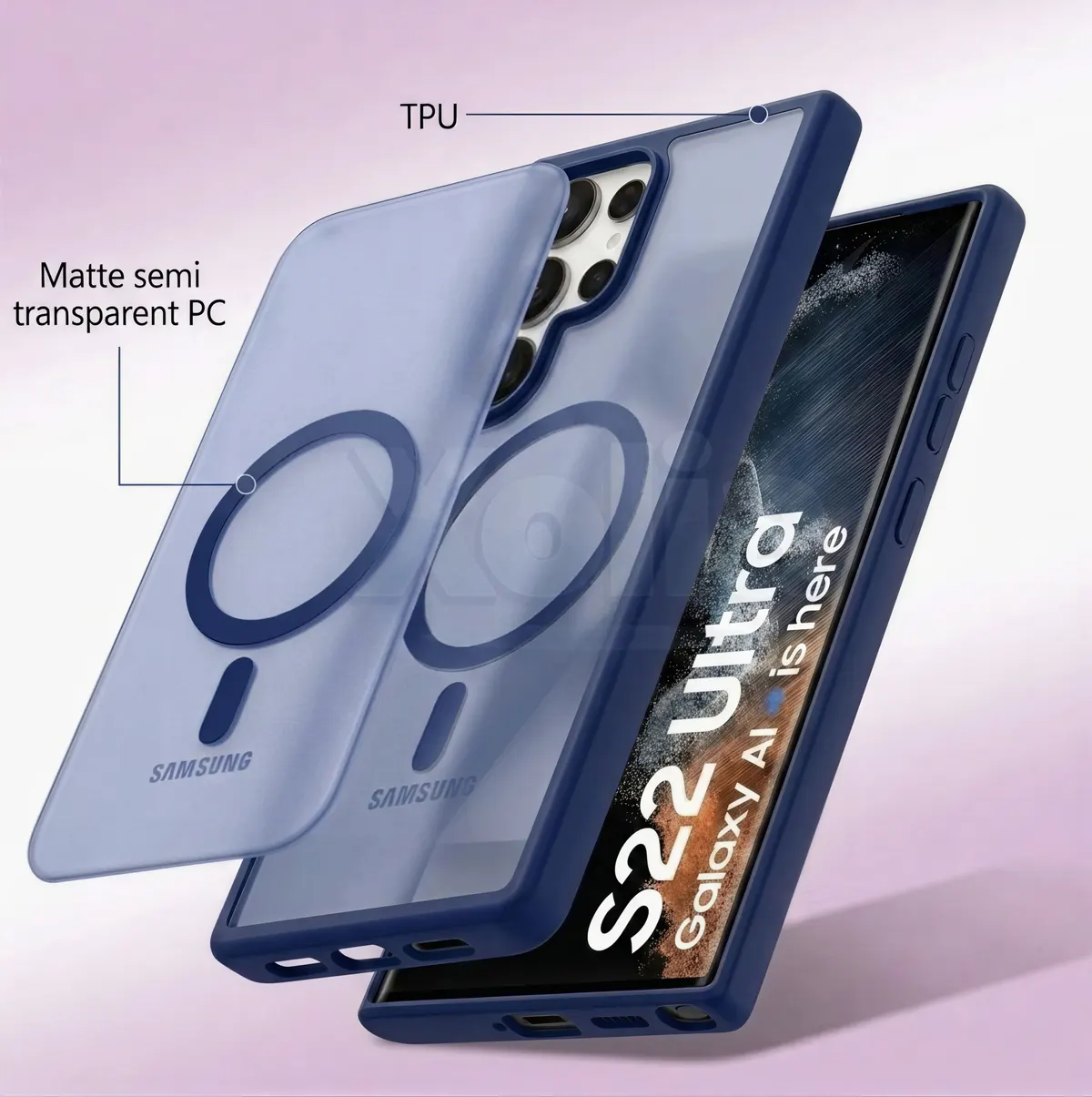 Xolia Back Cover for Samsung Galaxy S22 Ultra (Blue, Shock Proof, Plastic, Silicon, Pack of: 1) — image 5 of 5