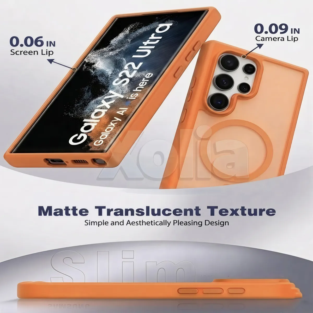 Xolia Back Cover for Samsung Galaxy S22 Ultra (Orange, Shock Proof, Plastic, Silicon, Pack of: 1) — image 3 of 5