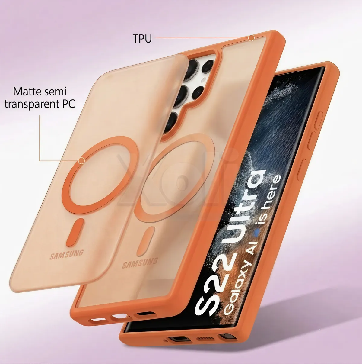Xolia Back Cover for Samsung Galaxy S22 Ultra (Orange, Shock Proof, Plastic, Silicon, Pack of: 1) — image 5 of 5