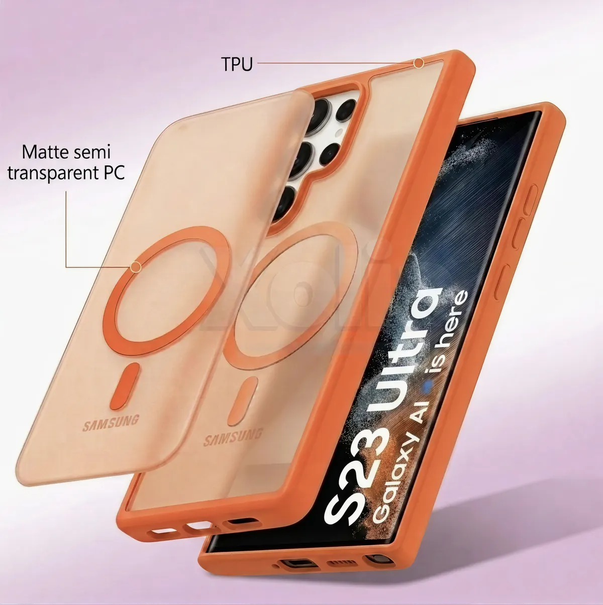Xolia Back Cover for Samsung Galaxy S23 Ultra 5G (Orange, Shock Proof, Plastic, Silicon, Pack of: 1) — image 5 of 5