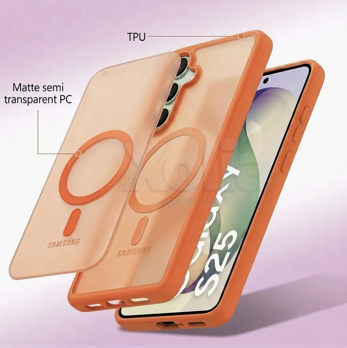 Xolia Back Cover for Samsung Galaxy S25 5G (Orange, Shock Proof, Silicon, Polycarbonate, Pack of: 1) — image 5 of 5