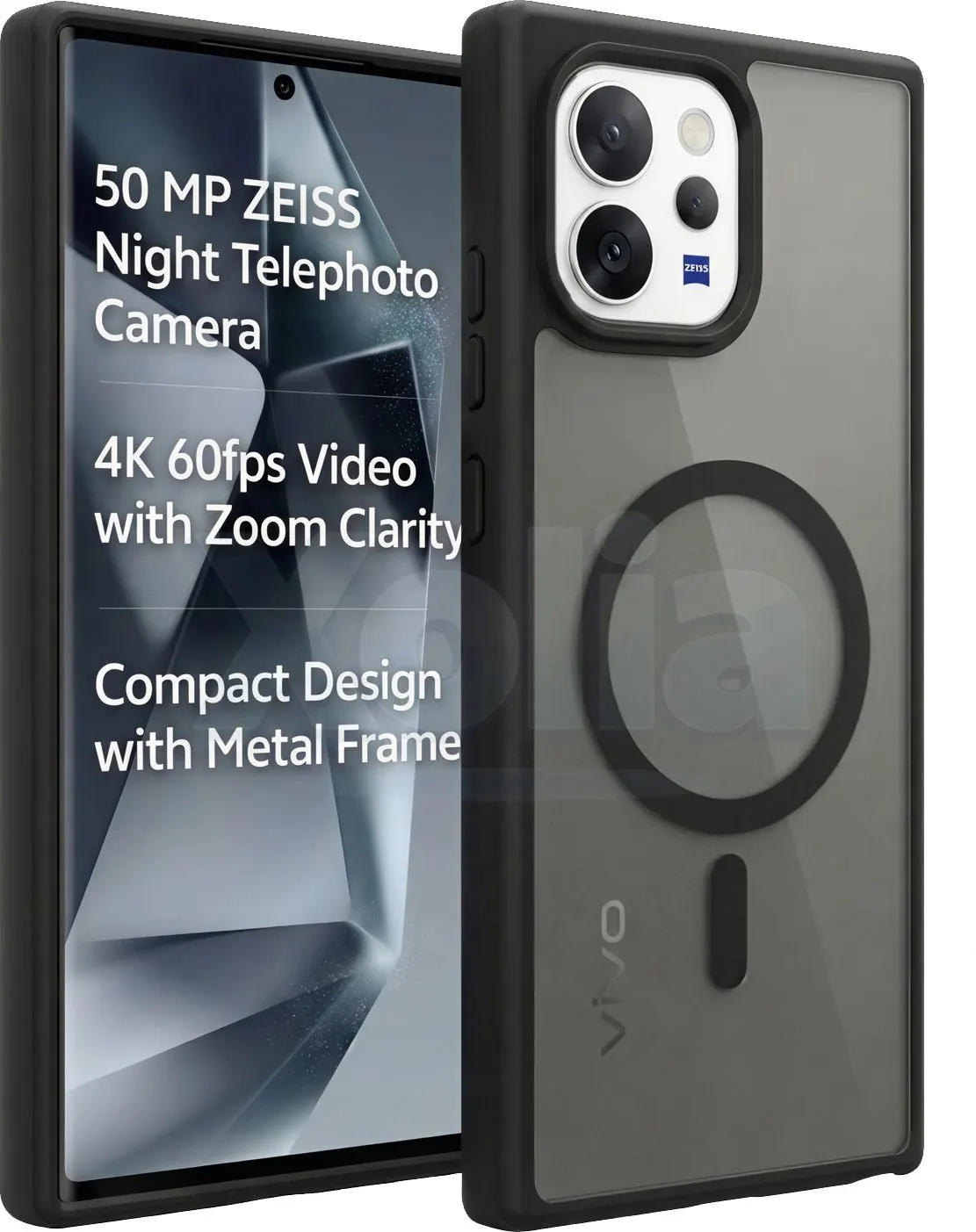 Xolia Back Cover for Vivo V70 5G (Black, Shock Proof, Polycarbonate, Silicon, Pack of: 1) — image 1 of 5
