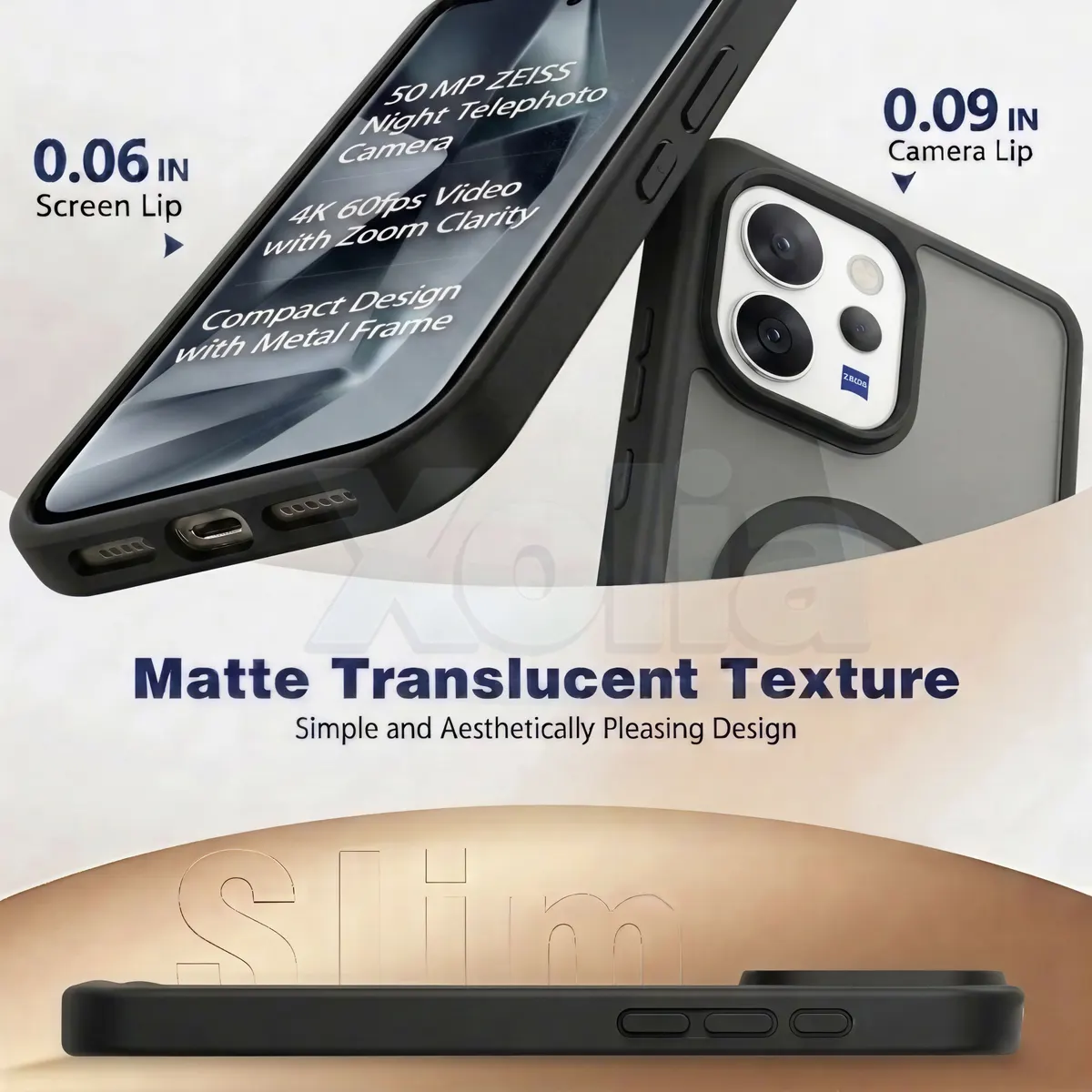 Xolia Back Cover for Vivo V70 5G (Black, Shock Proof, Polycarbonate, Silicon, Pack of: 1) — image 3 of 5