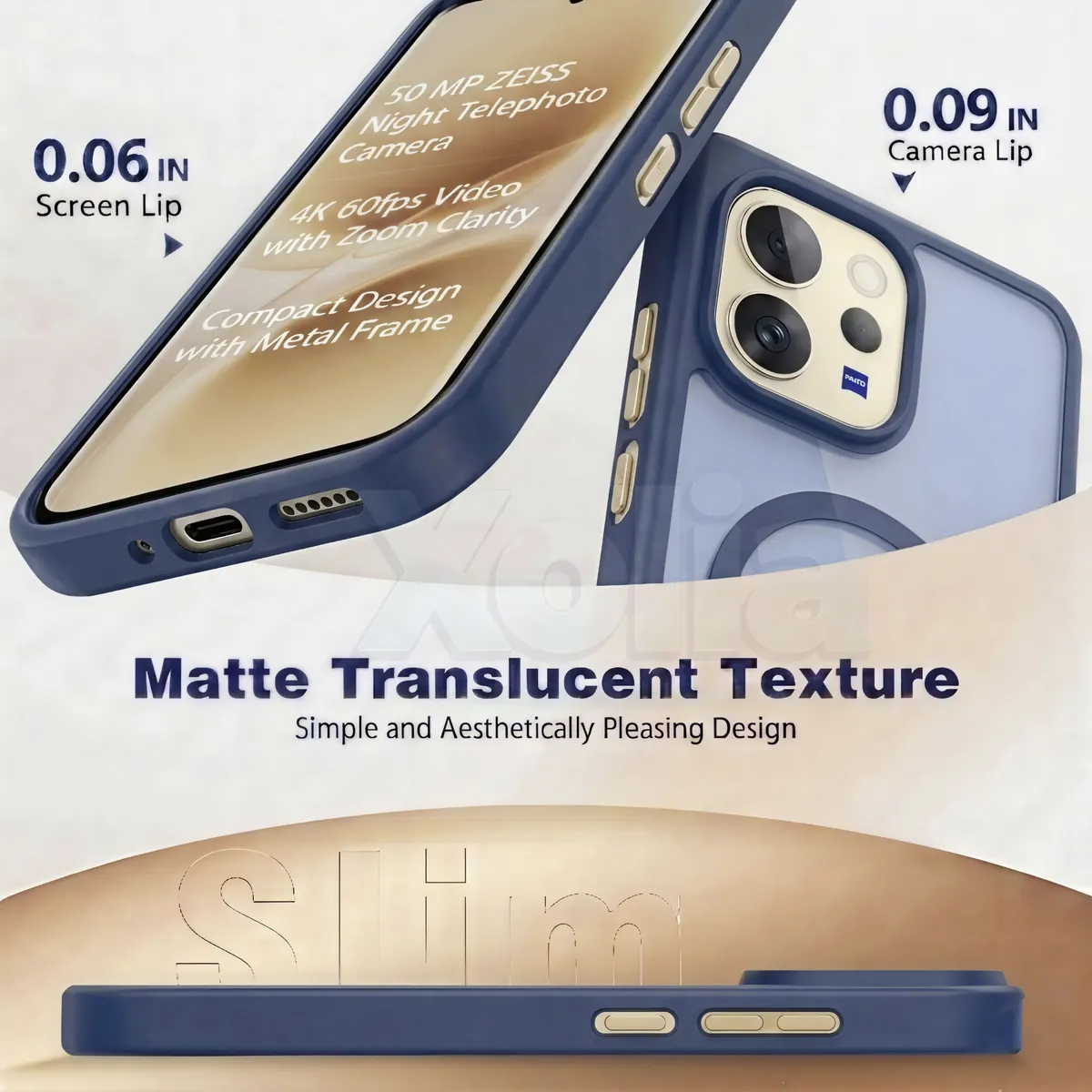 Xolia Back Cover for Vivo V70 5G (Blue, Shock Proof, Polycarbonate, Silicon, Pack of: 1) — image 3 of 5