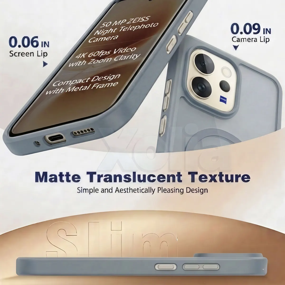 Xolia Back Cover for Vivo V70 5G (Grey, Shock Proof, Polycarbonate, Silicon, Pack of: 1) — image 3 of 5