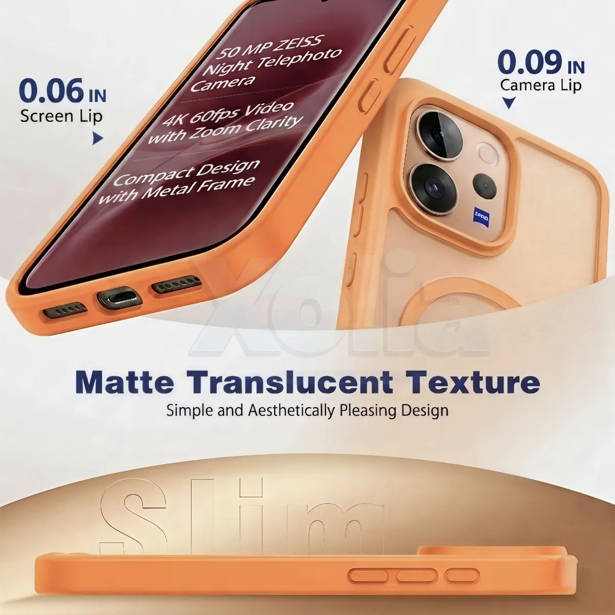 Xolia Back Cover for Vivo V70 Elite 5G (Orange, Shock Proof, Polycarbonate, Silicon, Pack of: 1) — image 3 of 5
