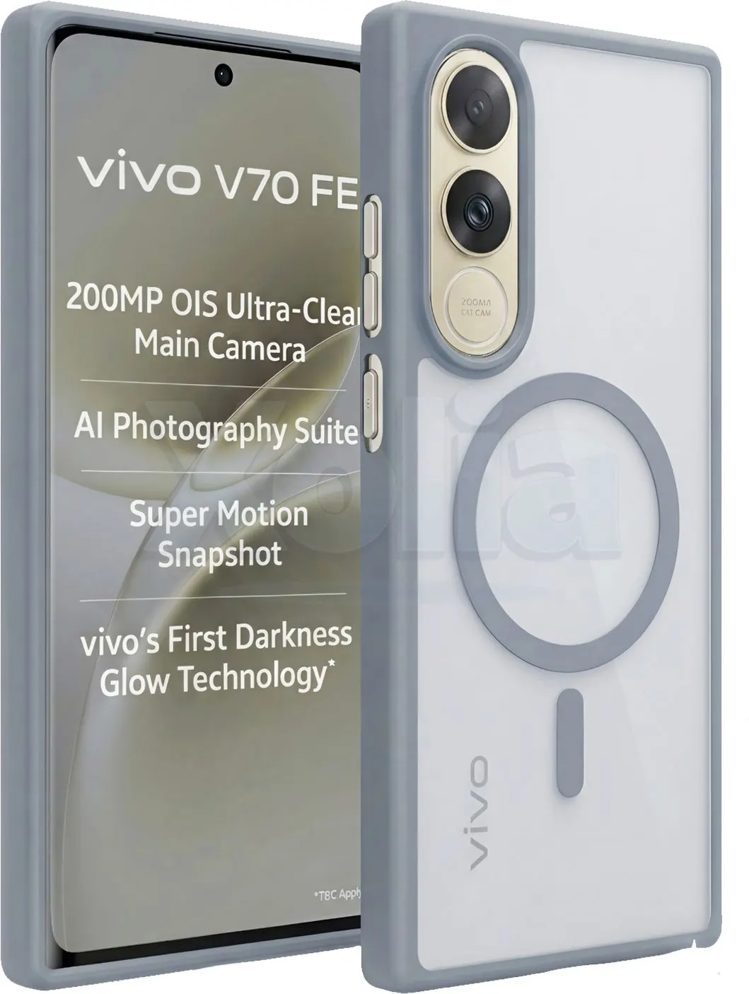 Xolia Back Cover for Vivo V70 FE 5G (Grey, Shock Proof, Polycarbonate, Silicon, Pack of: 1) — image 1 of 5