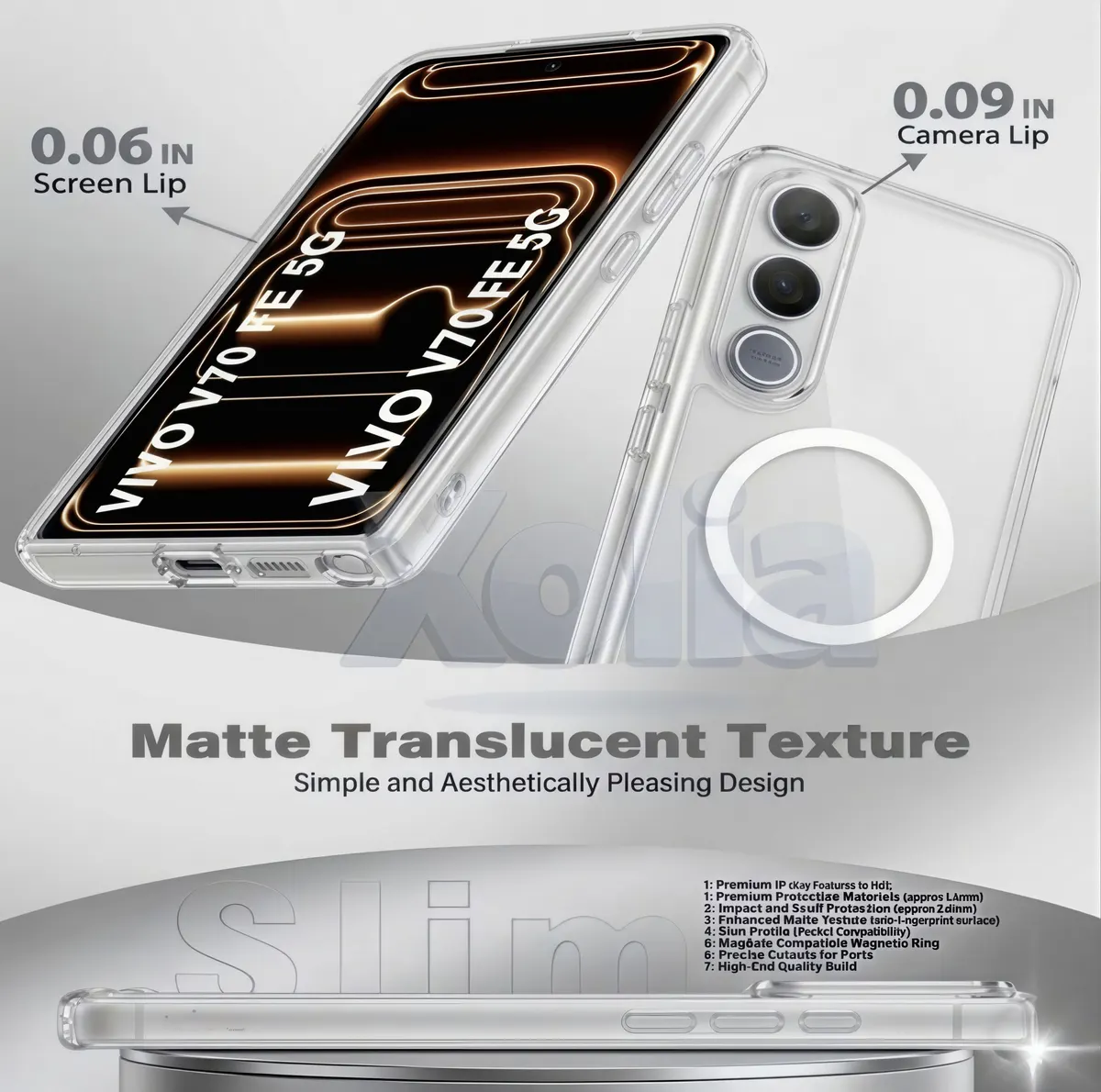 Xolia Back Cover for Vivo V70 FE 5G (White, Shock Proof, Polycarbonate, Silicon, Pack of: 1) — image 4 of 5
