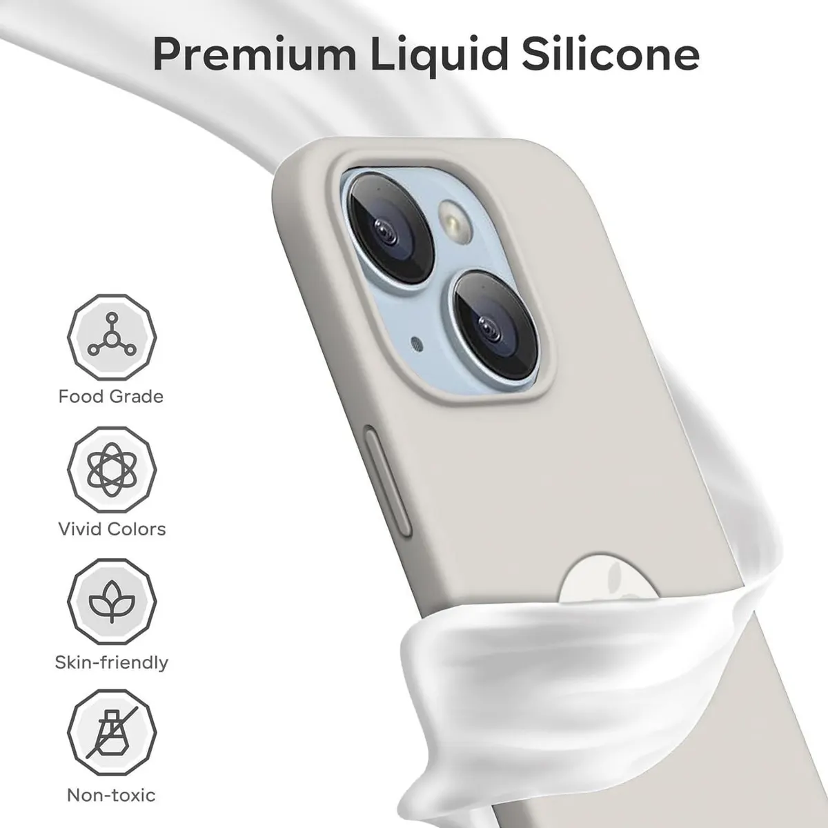 Micvir Back Cover for Apple iPhone 15 Plus (Grey, Grip Case, Silicon, Pack of: 1) — image 3 of 4
