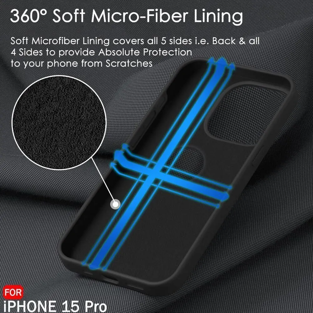 Micvir Back Cover for Apple iPhone 15 Pro (Black, Grip Case, Silicon, Pack of: 1) — image 4 of 5