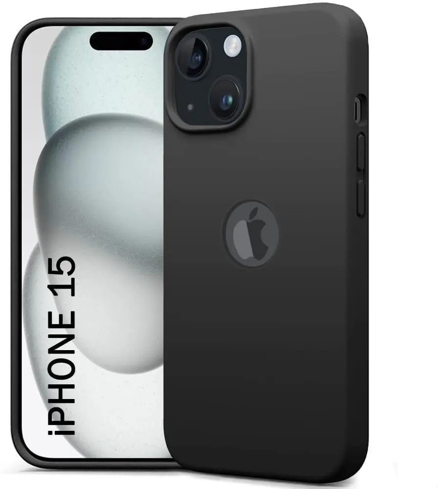 Micvir Back Cover for Apple iPhone 15 (Black, Grip Case, Silicon, Pack of: 1)