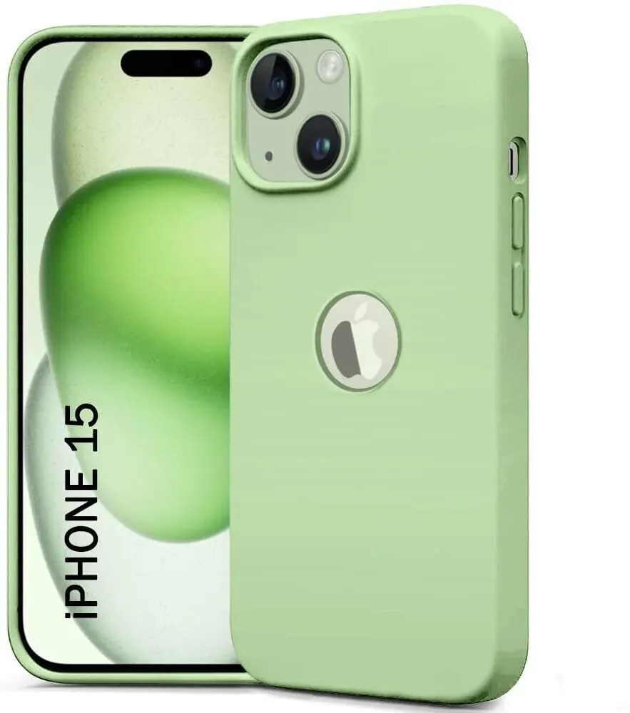 Micvir Back Cover for Apple iPhone 15 (Green, Grip Case, Silicon, Pack of: 1)
