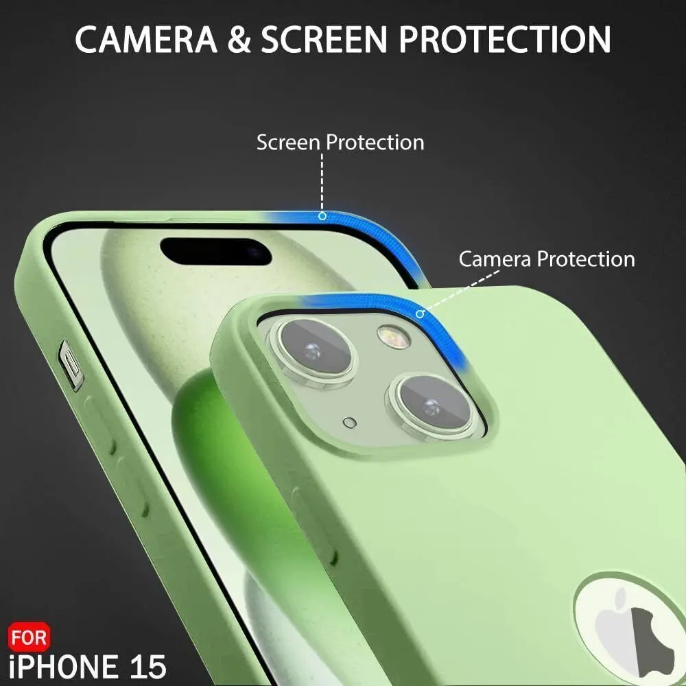 Micvir Back Cover for Apple iPhone 15 (Green, Grip Case, Silicon, Pack of: 1) — image 2 of 5