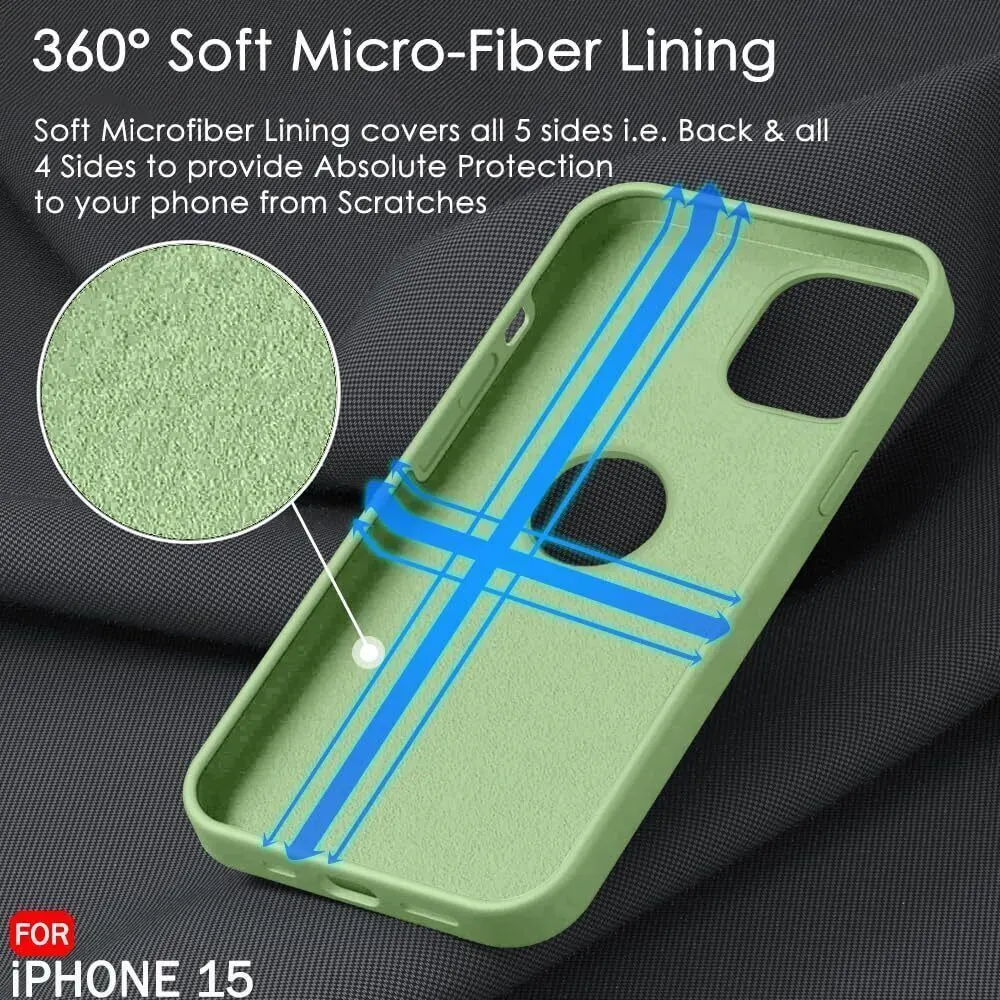 Micvir Back Cover for Apple iPhone 15 (Green, Grip Case, Silicon, Pack of: 1) — image 5 of 5