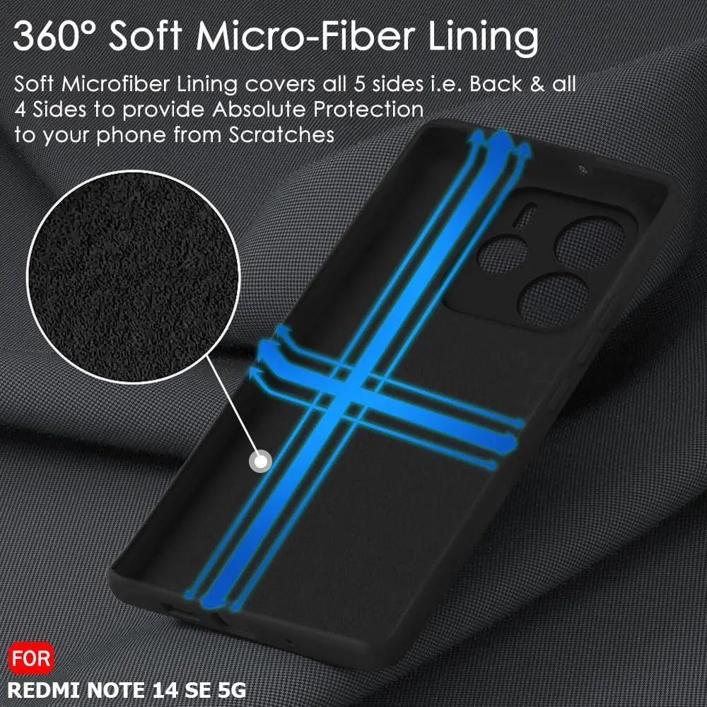 Micvir Back Cover for Redmi Note 14 SE 5G (Black, Grip Case, Silicon, Pack of: 1) — image 5 of 5