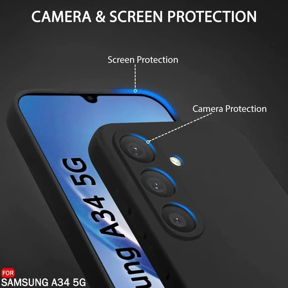 Micvir Back Cover for Samsung Galaxy A34 5G (Black, Grip Case, Silicon, Pack of: 1) — image 2 of 5