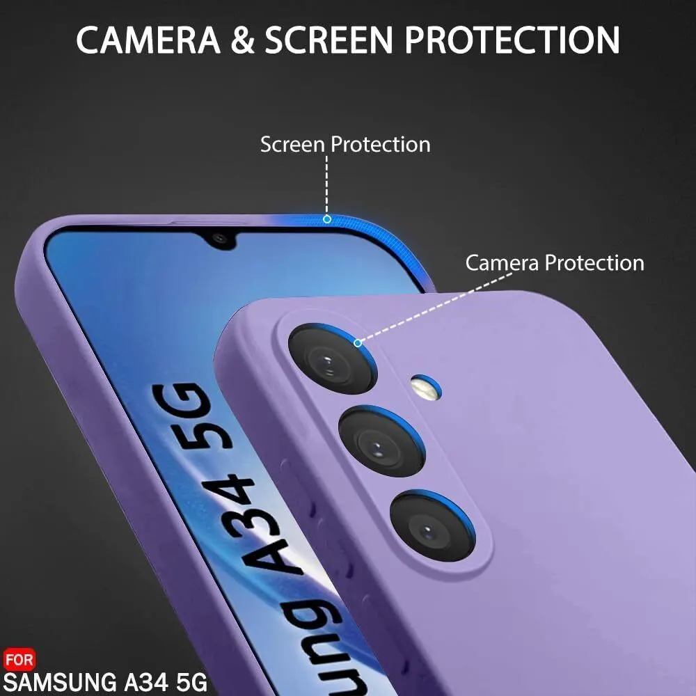 Micvir Back Cover for Samsung Galaxy A34 5G (Purple, Grip Case, Silicon, Pack of: 1) — image 2 of 5