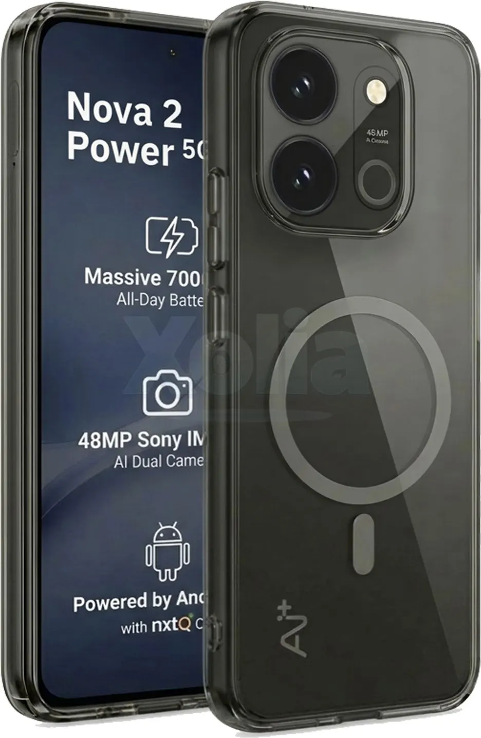 Xolia Back Cover for Ai+ Nova 2 Power 5G (Black, Shock Proof, Polycarbonate, Pack of: 1)