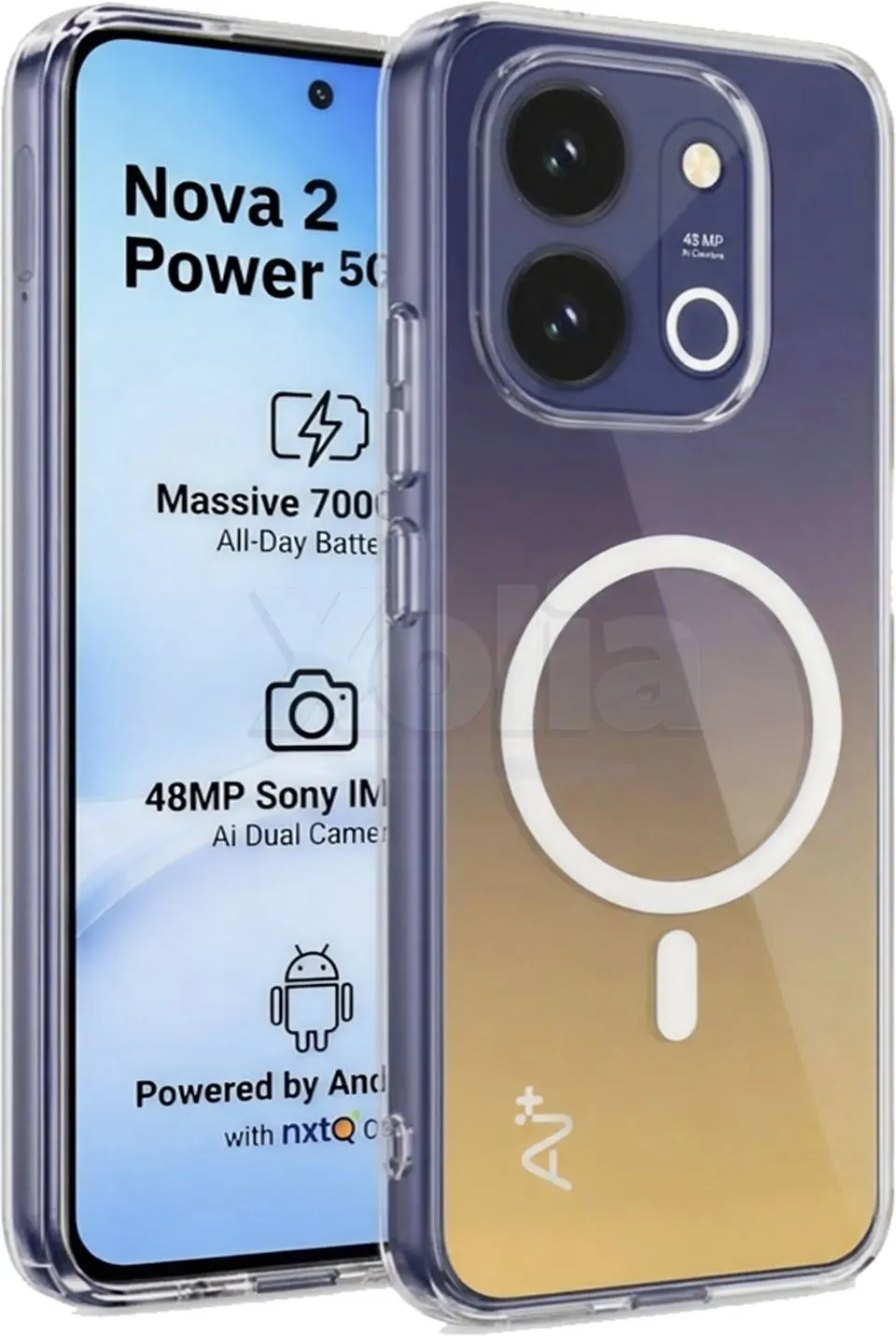 Xolia Back Cover for Ai+ Nova 2 Power 5G (Transparent, Shock Proof, Polycarbonate, Pack of: 1)