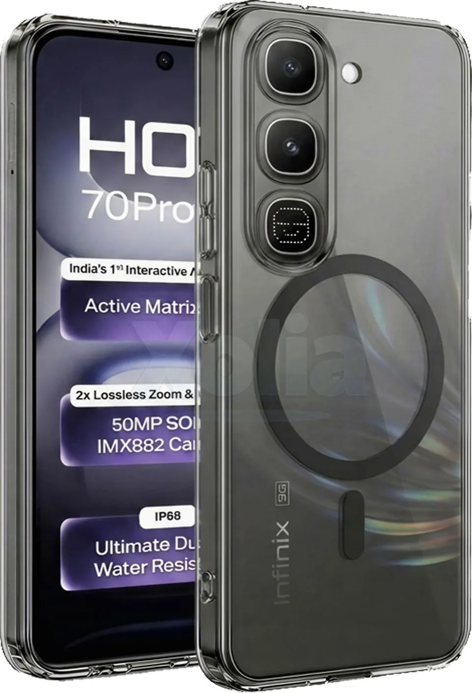 Xolia Back Cover for Infinix Hot 70 Pro 5G+ (Black, Shock Proof, Polycarbonate, Pack of: 1)