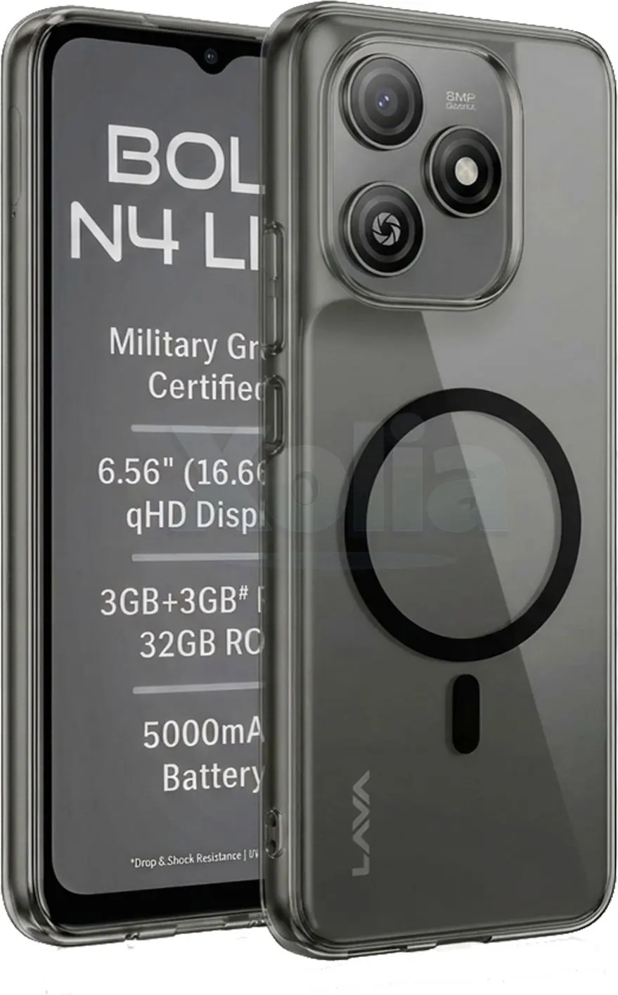 Xolia Back Cover for Lava Bold N4 Lite (Black, Shock Proof, Polycarbonate, Pack of: 1)