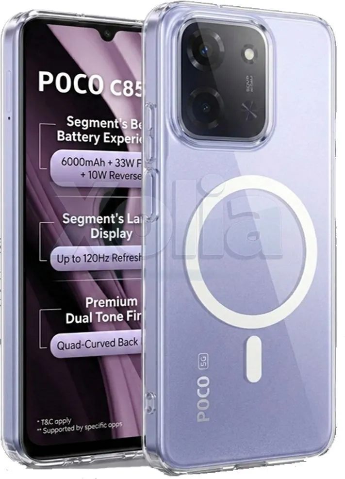 Xolia Anti Yellow Back Cover for Poco C85 5G (Transparent, Anti-Yellow, Polycarbonate, Pack of: 1) — image 1 of 5