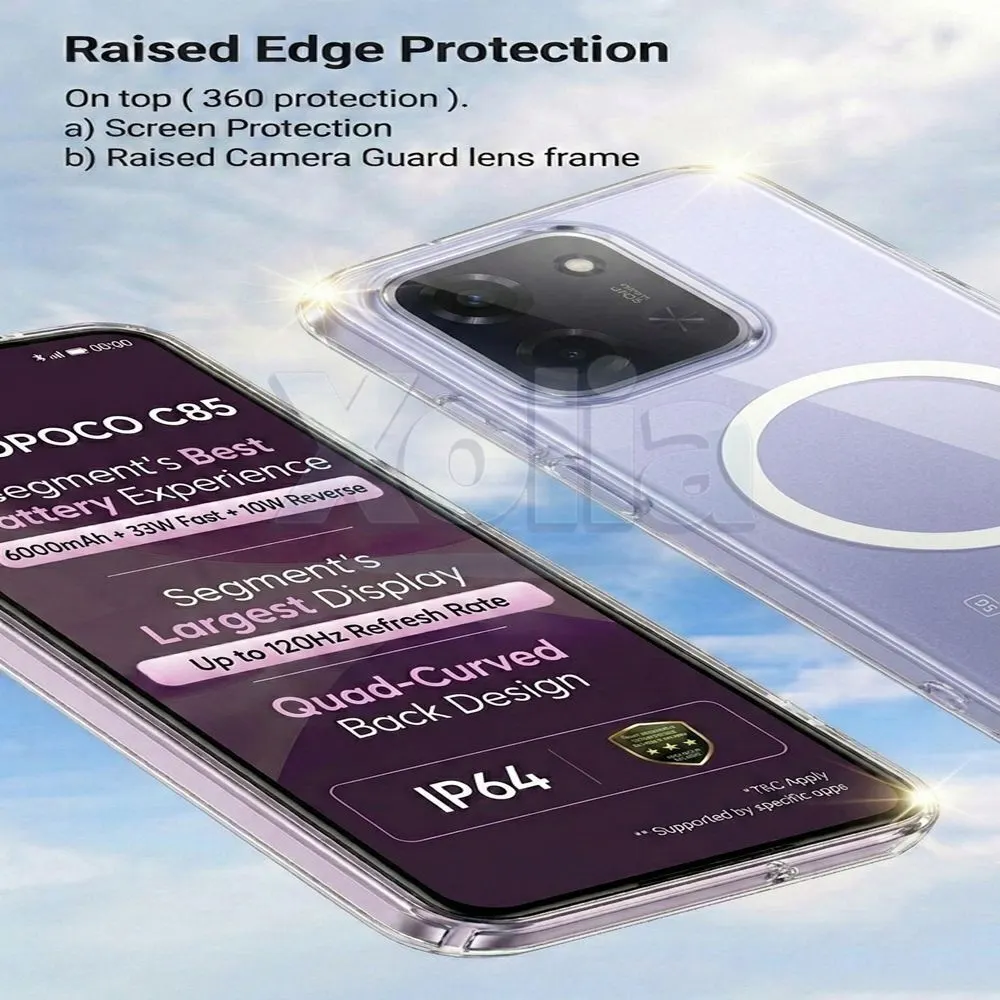 Xolia Anti Yellow Back Cover for Poco C85 5G (Transparent, Anti-Yellow, Polycarbonate, Pack of: 1) — image 2 of 5