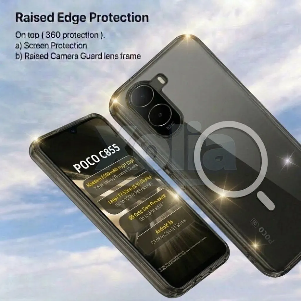 Xolia Anti Yellow Back Cover for Poco C85x 5G (Black, Anti-Yellow, Polycarbonate, Pack of: 1) — image 2 of 5