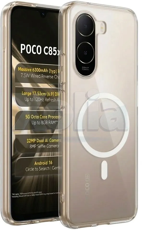 Xolia Anti Yellow Back Cover for Poco C85x 5G (Transparent, Anti-Yellow, Polycarbonate, Pack of: 1) — image 1 of 5