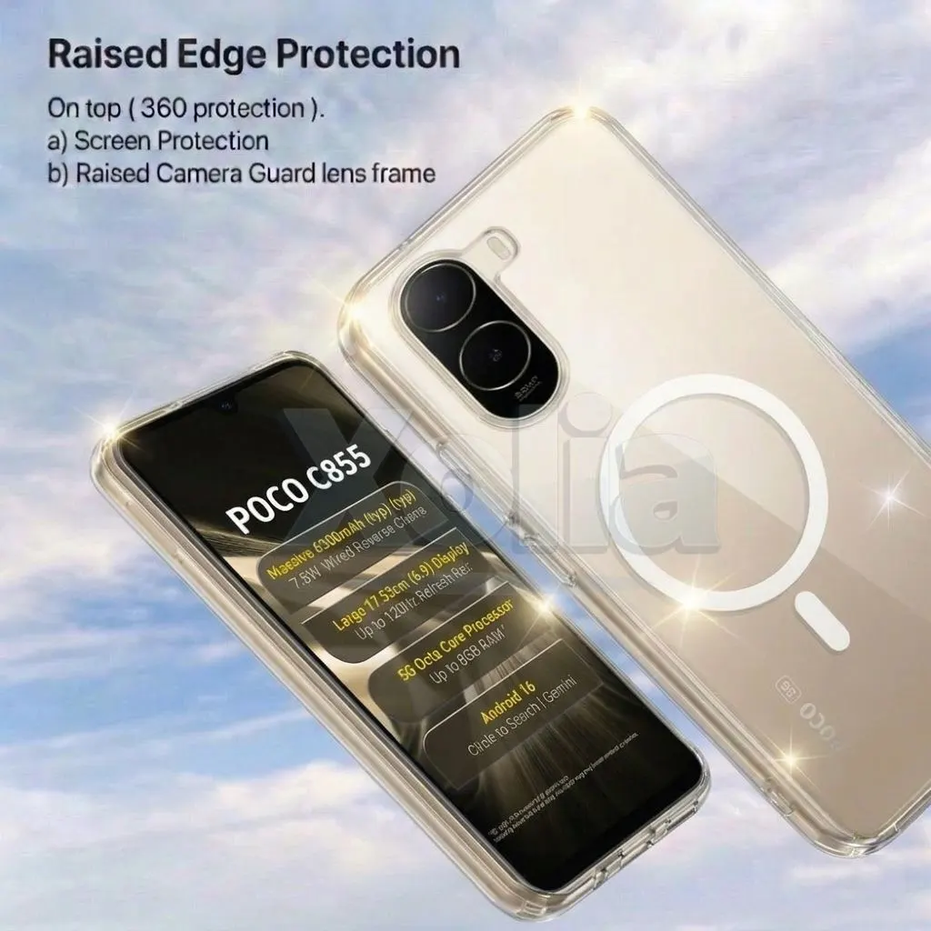 Xolia Anti Yellow Back Cover for Poco C85x 5G (Transparent, Anti-Yellow, Polycarbonate, Pack of: 1) — image 2 of 5