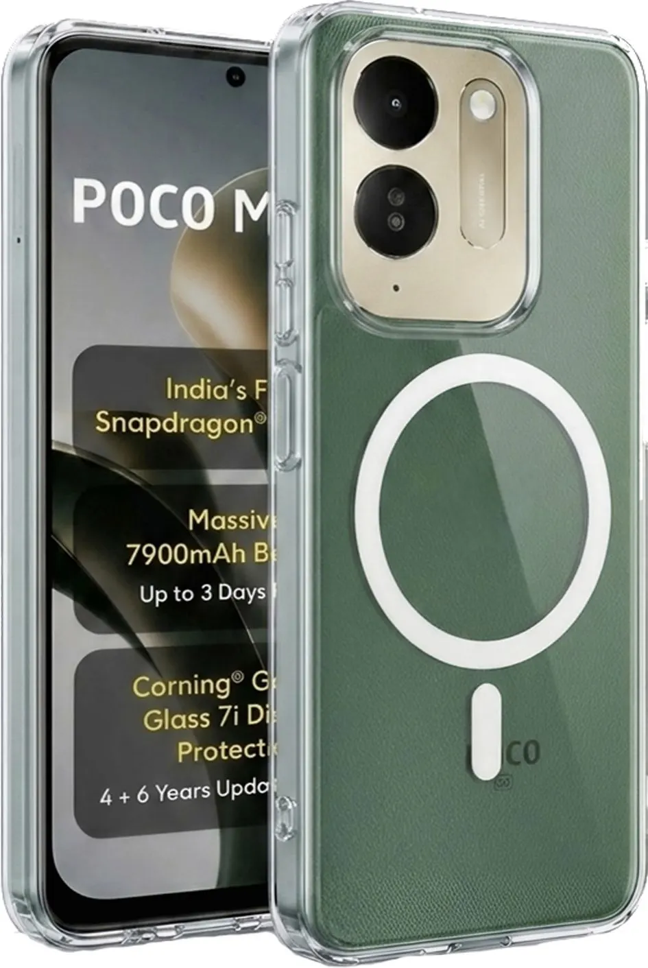 Xolia Back Cover for POCO M8x 5G (Transparent, Shock Proof, Polycarbonate, Pack of: 1)