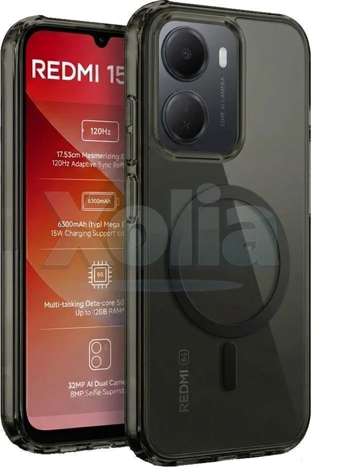 Xolia Anti Yellow Back Cover for Redmi 15A 5G (Black, Anti-Yellow, Polycarbonate, Pack of: 1) — image 1 of 5