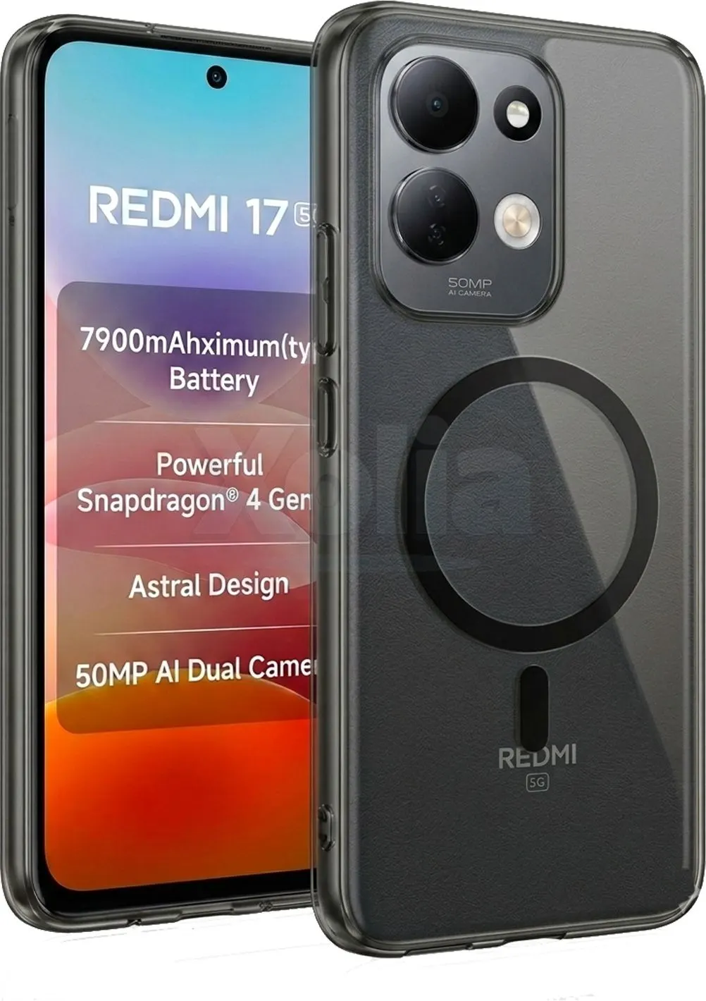 Xolia Back Cover for Redmi 17 5G (Black, Shock Proof, Polycarbonate, Pack of: 1)