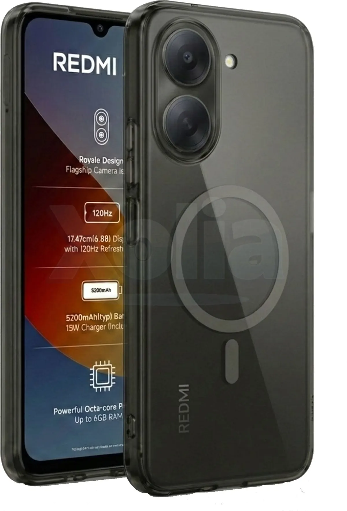 Xolia Anti Yellow Back Cover for Redmi A7 5G (Black, Anti-Yellow, Polycarbonate, Pack of: 1) — image 1 of 4