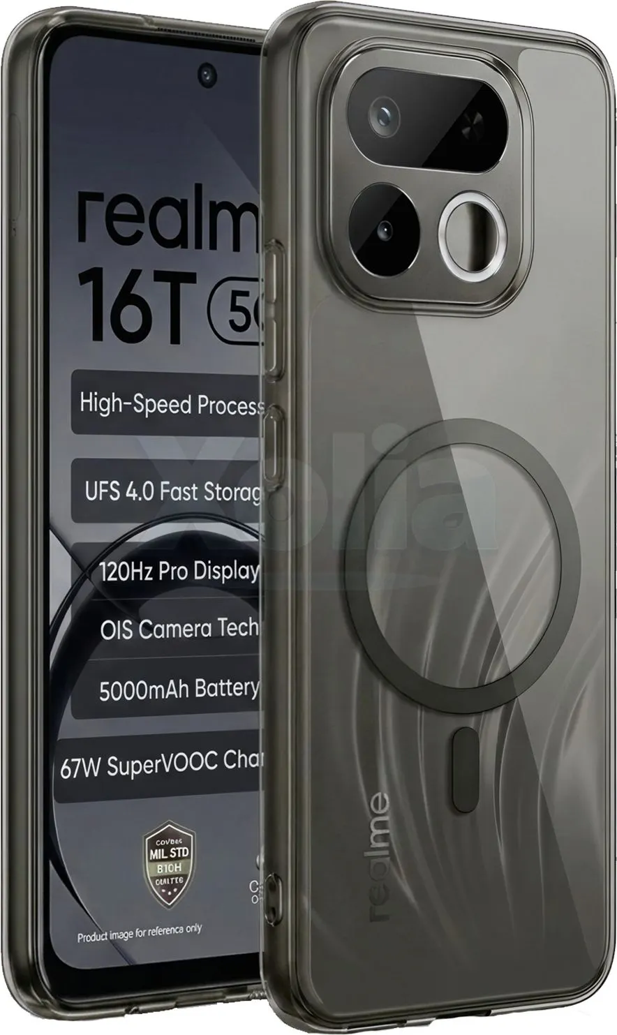 Xolia Anti Yellow Back Cover for Realme 16T 5G (Black, Anti-Yellow, Polycarbonate, Pack of: 1) — image 1 of 4