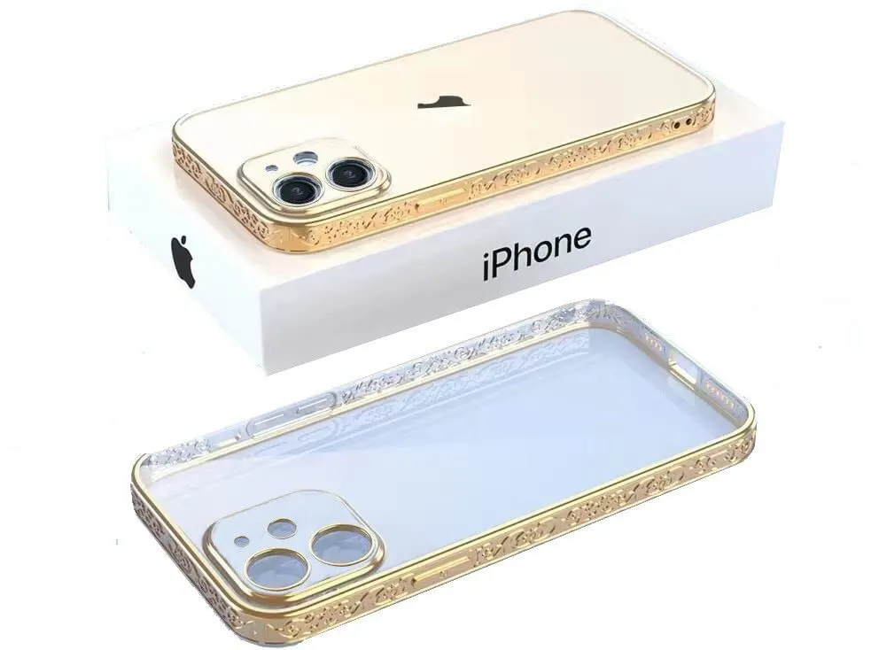 Micvir Back Cover for Apple iPhone 12 (Gold, Silicon, Pack of: 1)