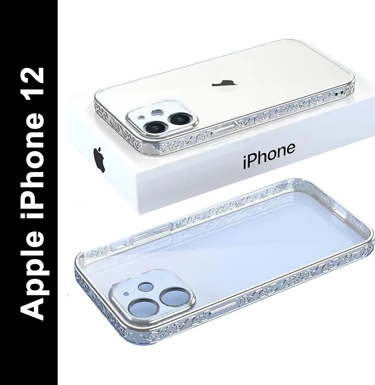 Micvir Back Cover for Apple iPhone 12 (Silver, Silicon, Pack of: 1)