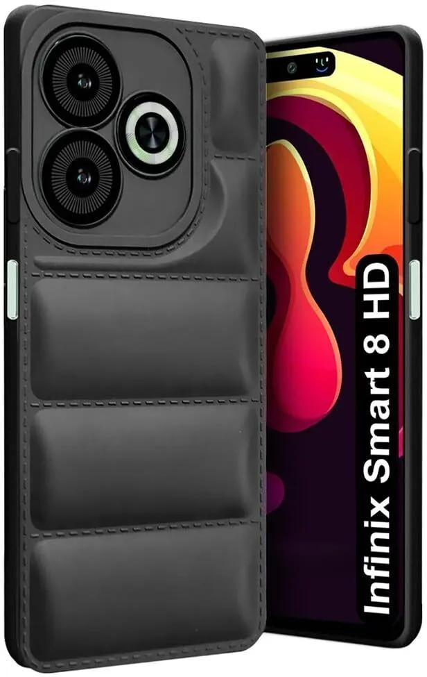 Micvir Back Cover for Infinix SMART 8 HD (Black, Camera Bump Protector, Plastic, Silicon, Pack of: 1)
