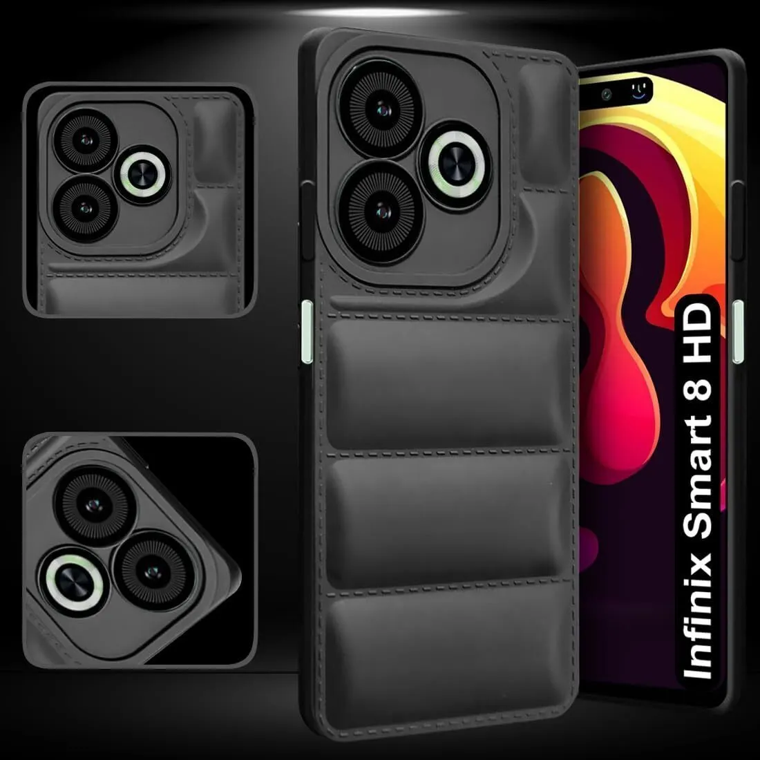 Micvir Back Cover for Infinix SMART 8 HD (Black, Camera Bump Protector, Plastic, Silicon, Pack of: 1) — image 4 of 5