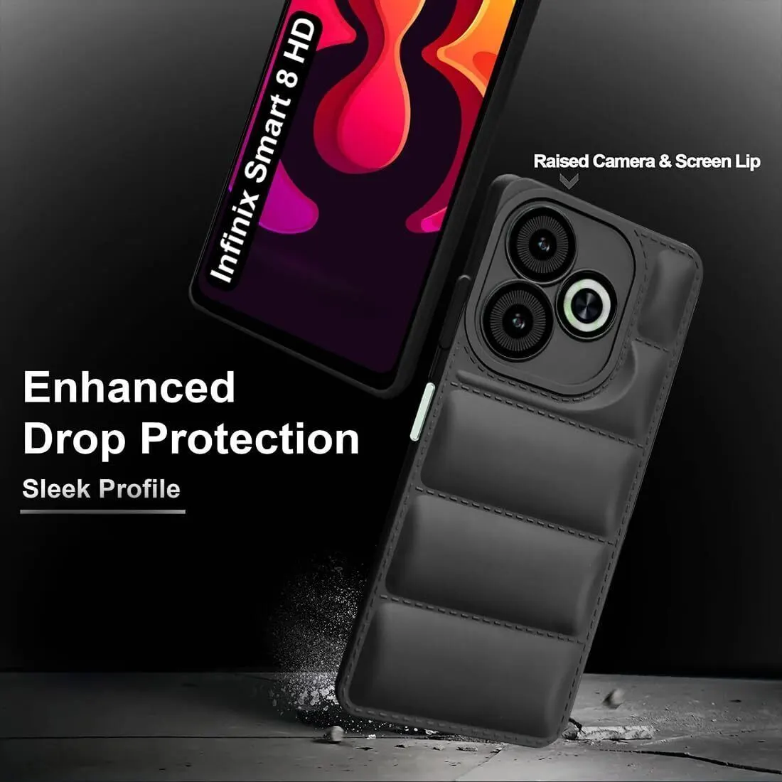 Micvir Back Cover for Infinix SMART 8 HD (Black, Camera Bump Protector, Plastic, Silicon, Pack of: 1) — image 5 of 5