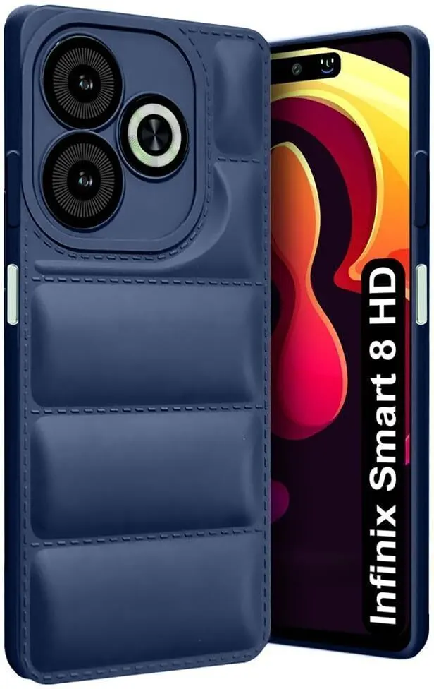 Micvir Back Cover for Infinix SMART 8 HD (Blue, Camera Bump Protector, Plastic, Silicon, Pack of: 1)