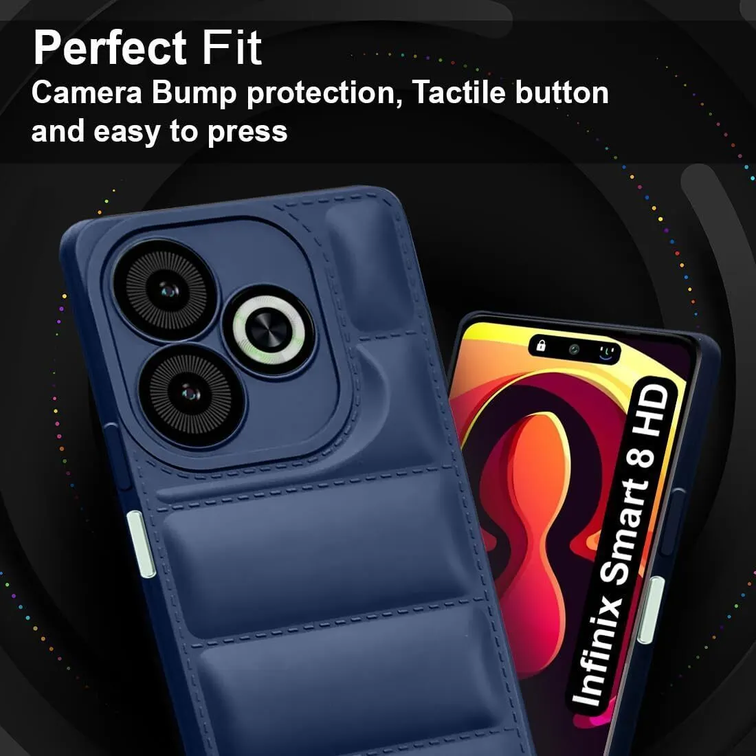 Micvir Back Cover for Infinix SMART 8 HD (Blue, Camera Bump Protector, Plastic, Silicon, Pack of: 1) — image 2 of 5