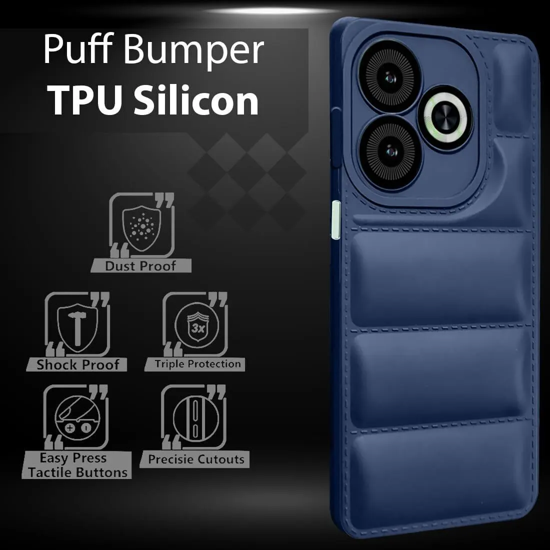 Micvir Back Cover for Infinix SMART 8 HD (Blue, Camera Bump Protector, Plastic, Silicon, Pack of: 1) — image 3 of 5